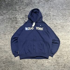 VTG Zoo York Full Zip Up Hoodie  Mens Medium Navy Blue Streetwear Skater Y2K NEW